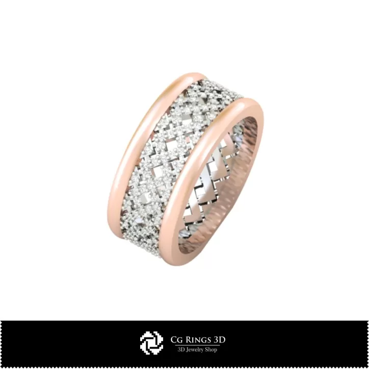 3D Damen-Eheringe mit Diamanten