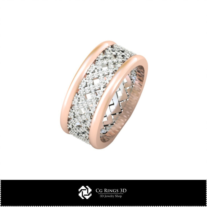 3D Ladies Wedding Bands With Diamonds