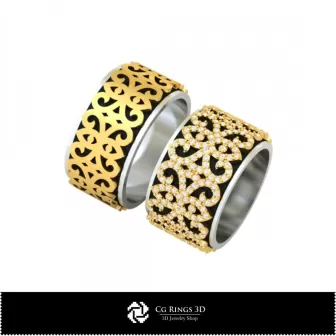 Anillo de boda 3D con diamantes Hogar, Joyería CAD 3D, Anillos CAD 3D, Alianzas de boda 3D