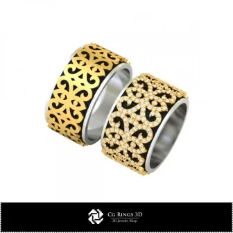 Anillo de boda 3D con diamantes Hogar, Joyería CAD 3D, Anillos CAD 3D, Alianzas de boda 3D