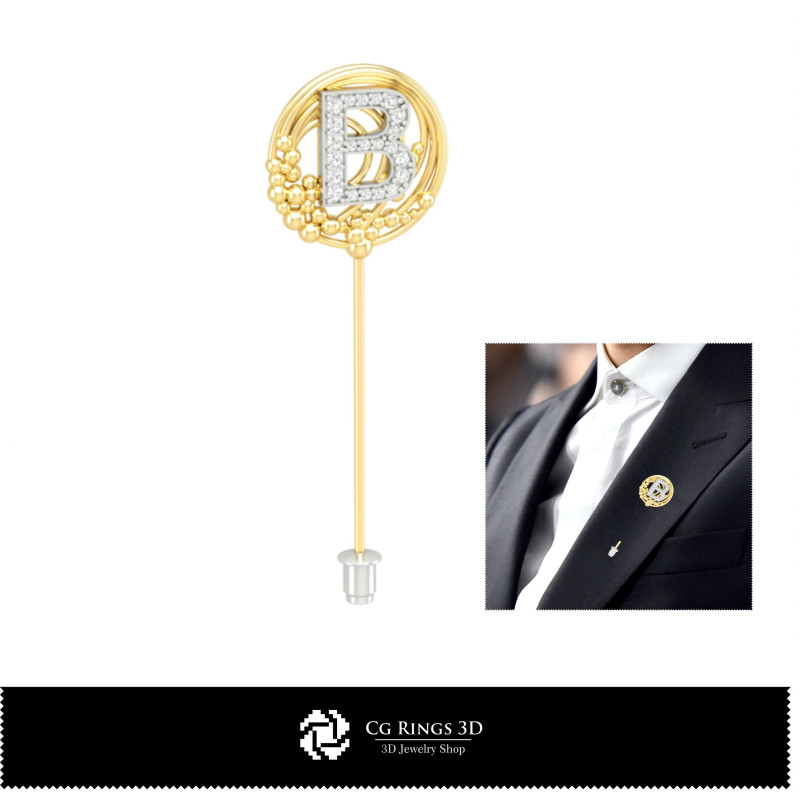 3D Brooch With Letter B Home, Bijoux 3D CAO, Broches 3D CAO, Broche de Baton 3D