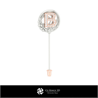 3D Brooch With Letter B Home,  Jewelry 3D CAD, Brooches 3D CAD , 3D Brooch Stick Pin