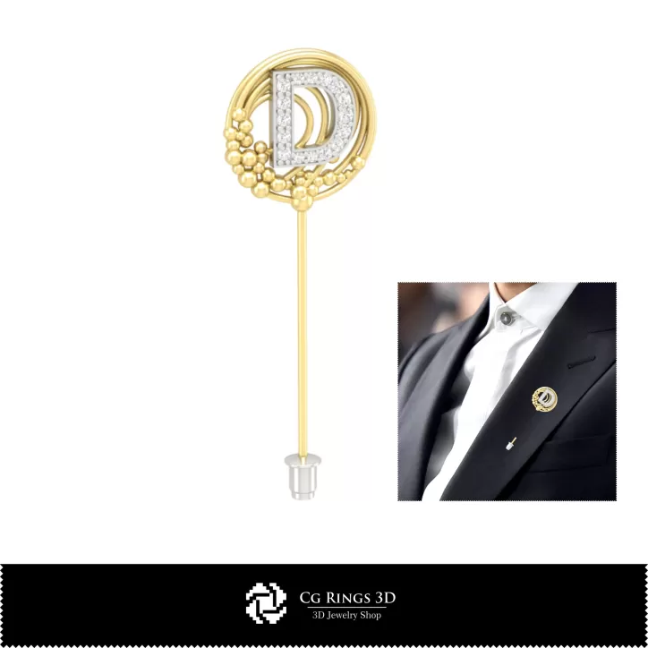 3D-Brosche mit Buchstabe D