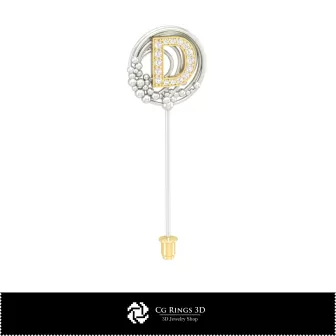 Brosa 3D cu litera D Home, bijuterii CAD 3D, broșe CAD 3D, brosa 3D tip pin