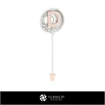 Brosa 3D cu litera D Home, bijuterii CAD 3D, broșe CAD 3D, brosa 3D tip pin