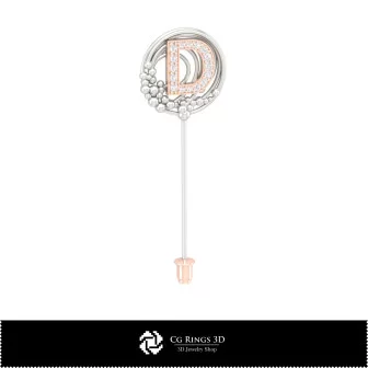 Brosa 3D cu litera D Home, bijuterii CAD 3D, broșe CAD 3D, brosa 3D tip pin