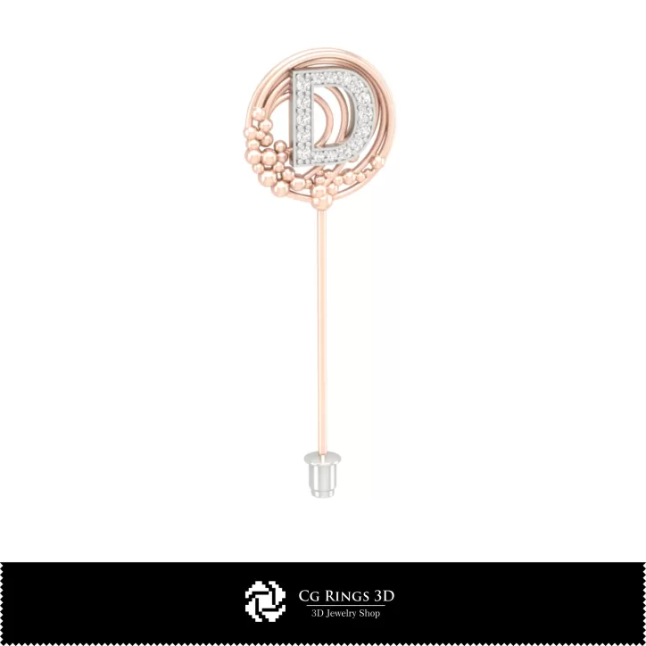 带字母D的3D胸针 带字母D的3D胸针