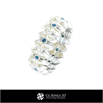 3D CAD Floral Ring Home, Bijoux 3D CAO