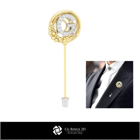Broche 3D avec lettre G Maison, Bijoux 3D CAO, Broches 3D CAO, Broche épingle 3D