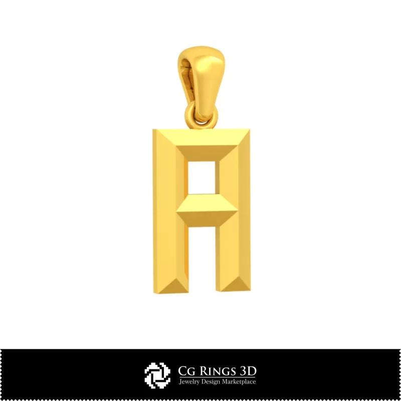 3D CAD Pendant With Letter A Home, Jewelry 3D CAD, Pendants 3D CAD , 3D Letter Pendants