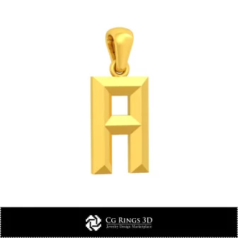 3D CAD Pendant With Letter A Home, Bijoux 3D CAO, Pendentifs 3D CAO, Pendentifs Lettre 3D