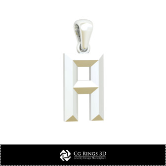 3D CAD Pendant With Letter A Home,  Jewelry 3D CAD, Pendants 3D CAD , 3D Letter Pendants