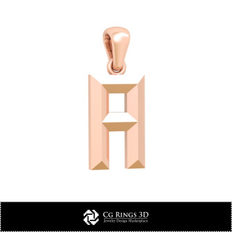 3D CAD Pendant With Letter A Home, Bijuterii 3D , Pandative 3D CAD, Pandativ cu Litere 3D 