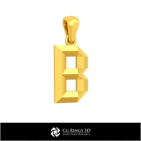 3D CAD Pendant With Letter B Home, Bijoux 3D CAO, Pendentifs 3D CAO, Pendentifs Lettre 3D