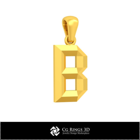 3D CAD Pendant With Letter B Home, Bijoux 3D CAO, Pendentifs 3D CAO, Pendentifs Lettre 3D