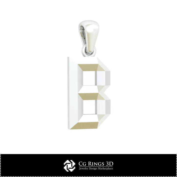 3D-CAD-Anhänger mit Buchstabe B 3D-CAD-Anhänger mit Buchstabe B