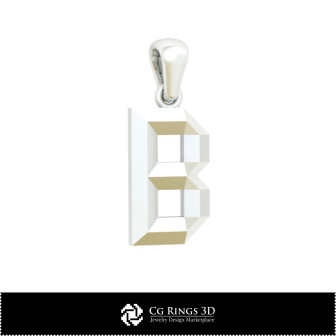 3D CAD Pendant With Letter B Home, Bijoux 3D CAO, Pendentifs 3D CAO, Pendentifs Lettre 3D