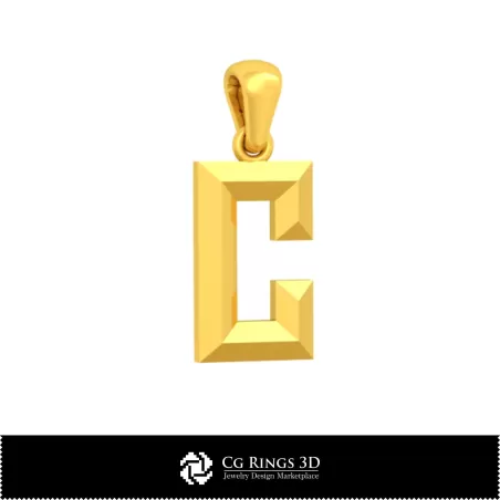 Pendentif 3D CAO avec lettre C Maison, Bijoux 3D CAO, Pendentifs 3D CAO, Pendentifs lettre 3D