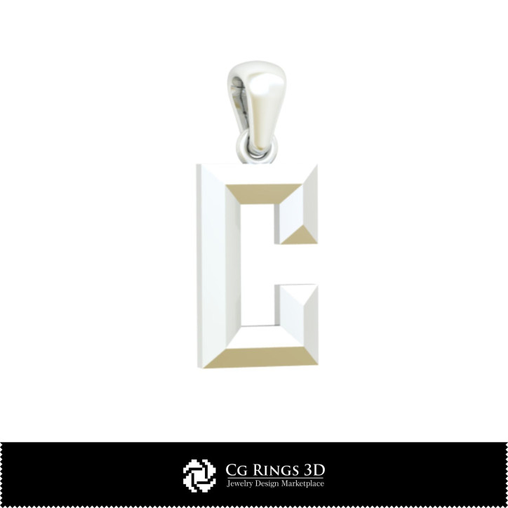 3D CAD Pendant With Letter C