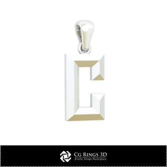 3D CAD Pendant With Letter C Home, Jewelry 3D CAD, Pendants 3D CAD , 3D Letter Pendants