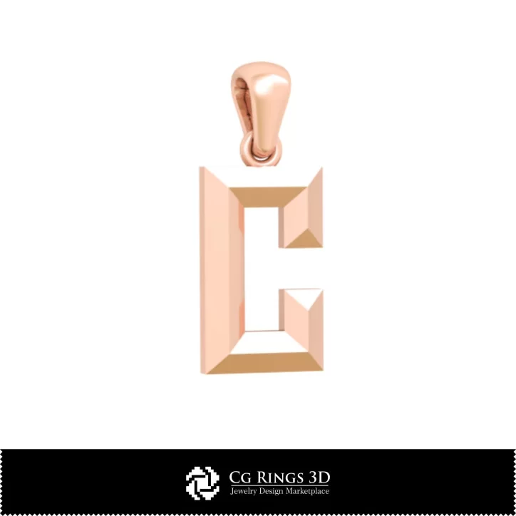 3D CAD Pendant With Letter C