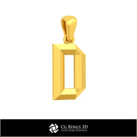 3D CAD Pendant With Letter D Home, Bijuterii 3D , Pandative 3D CAD, Pandativ cu Litere 3D 