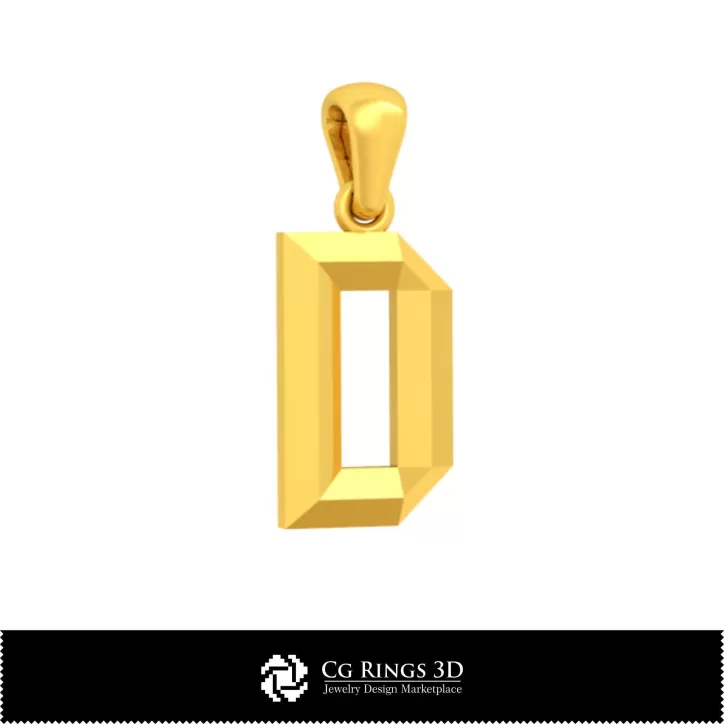 Colgante CAD 3D con letra D