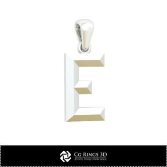 3D CAD Pendant With Letter E Home, Bijoux 3D CAO, Pendentifs 3D CAO, Pendentifs Lettre 3D