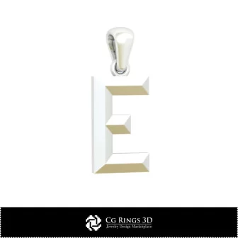 3D CAD Pendant With Letter E Home, Bijuterii 3D , Pandative 3D CAD, Pandativ cu Litere 3D 