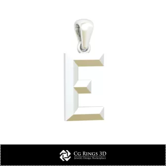 Ciondolo 3D CAD con lettera E Casa, Gioielli 3D CAD, Ciondoli 3D CAD, Ciondoli con lettera 3D