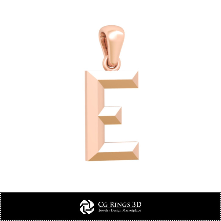 3D CAD Pendant With Letter E