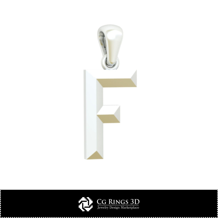 3D CAD Pendant With Letter F