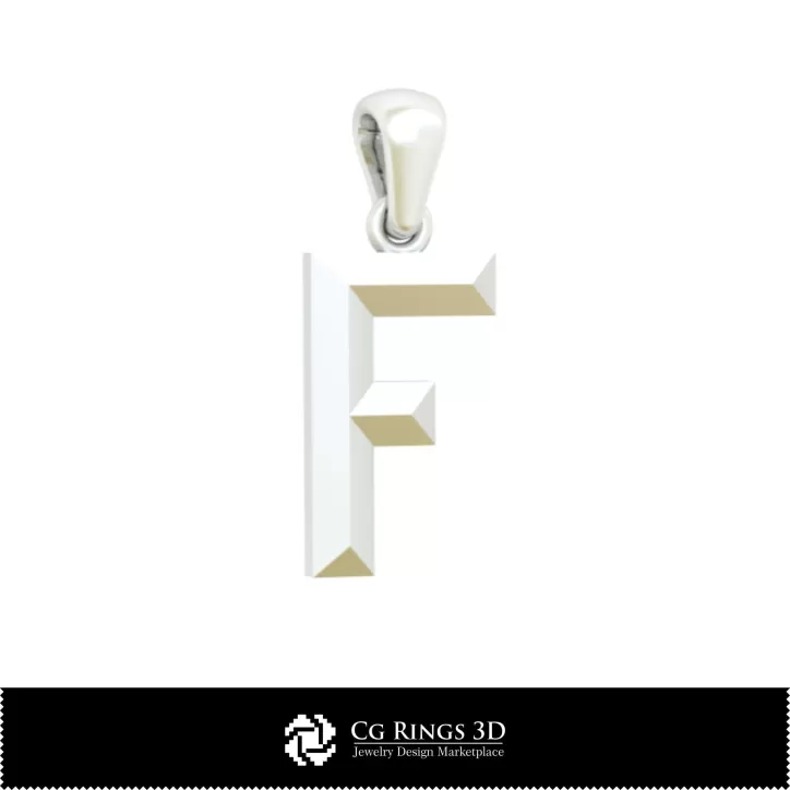 Pandantiv 3D CAD cu litera F