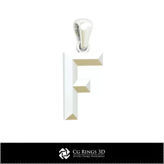 3D CAD Pendant With Letter F Home, Jewelry 3D CAD, Pendants 3D CAD , 3D Letter Pendants