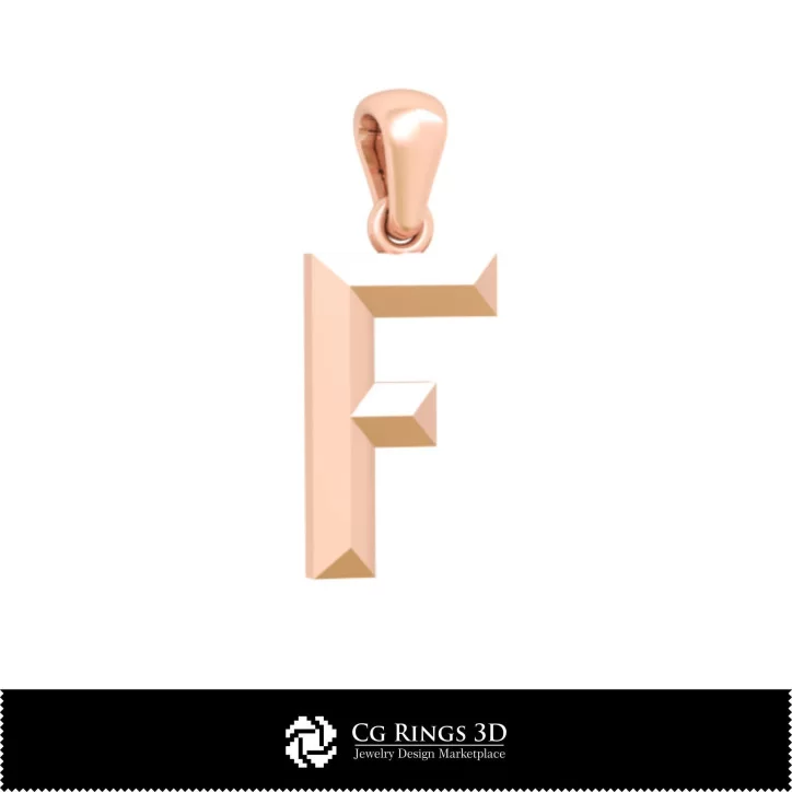 3D CAD Pendant With Letter F