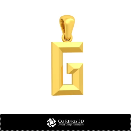 3D CAD Pendant With Letter G Home, Bijoux 3D CAO, Pendentifs 3D CAO, Pendentifs Lettre 3D, Pendentifs Enfants 3D