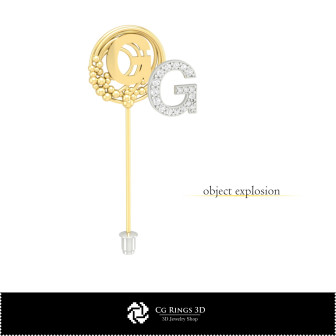 3D Brooch With Letter G Home,  Jewelry 3D CAD, Brooches 3D CAD , 3D Brooch Stick Pin