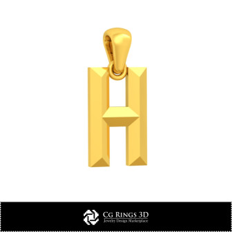 3D CAD Pendant With Letter H Home,  Jewelry 3D CAD, Pendants 3D CAD , 3D Letter Pendants