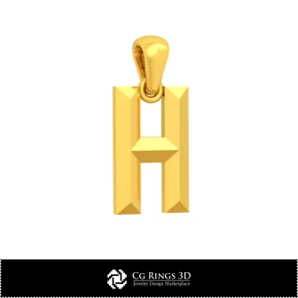 Pendentif 3D CAO avec lettre H Home, Bijoux 3D CAO, Pendentifs 3D CAO, Pendentifs lettre 3D