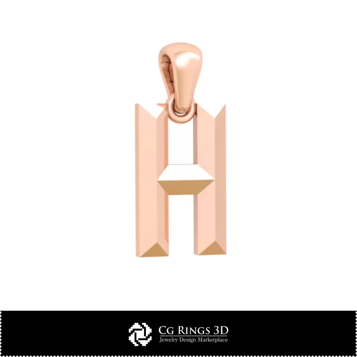 Ciondolo 3D CAD con lettera H