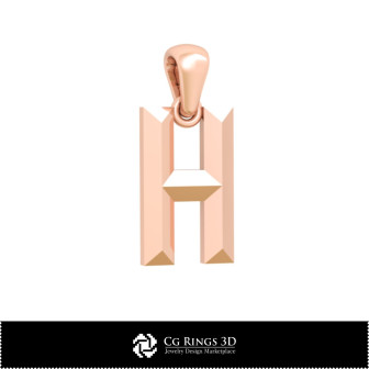 3D CAD Pendant With Letter H Home, Bijoux 3D CAO, Pendentifs 3D CAO, Pendentifs Lettre 3D