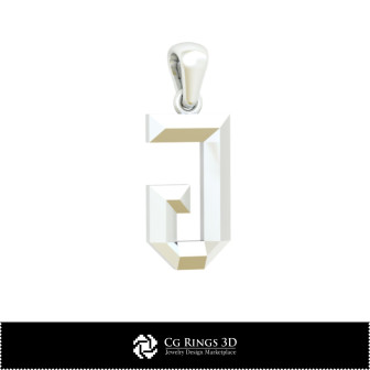 3D CAD Pendant With Letter J Home, Bijoux 3D CAO, Pendentifs 3D CAO, Pendentifs Lettre 3D