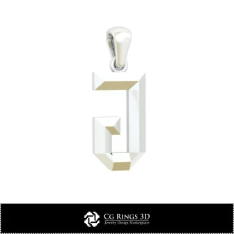 3D CAD Pendant With Letter J Home, Jewelry 3D CAD, Pendants 3D CAD , 3D Letter Pendants