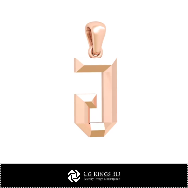 Colgante CAD 3D con Letra J