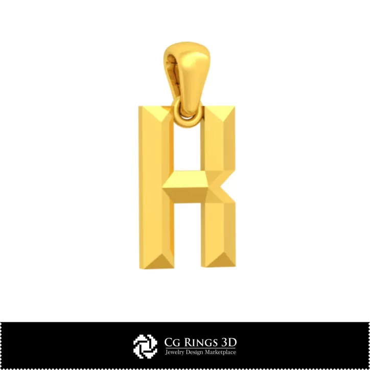 带字母K的3D CAD吊坠 带字母K的3D CAD吊坠