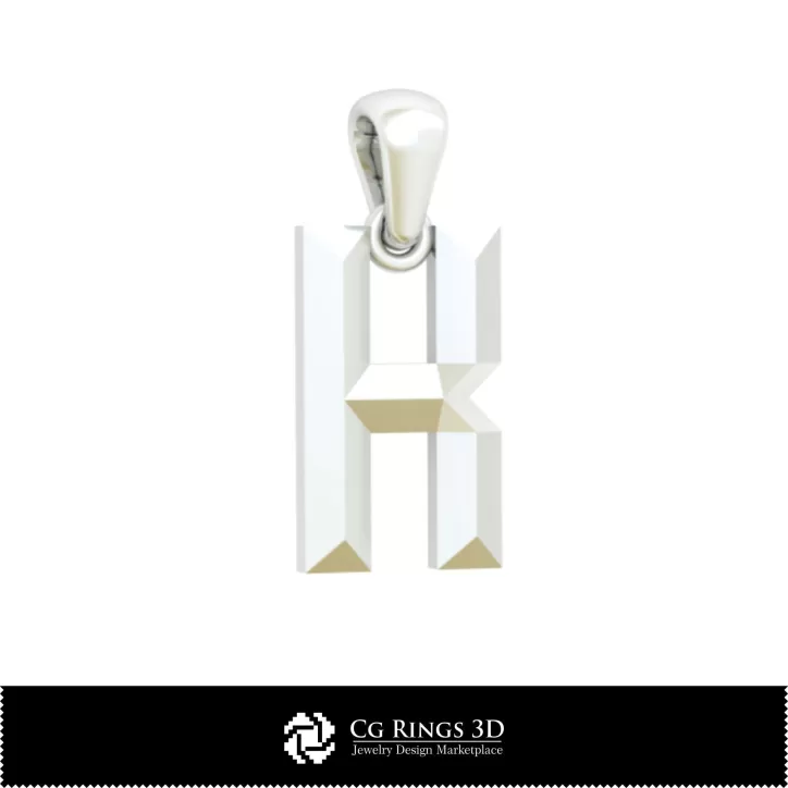 带字母K的3D CAD吊坠 带字母K的3D CAD吊坠