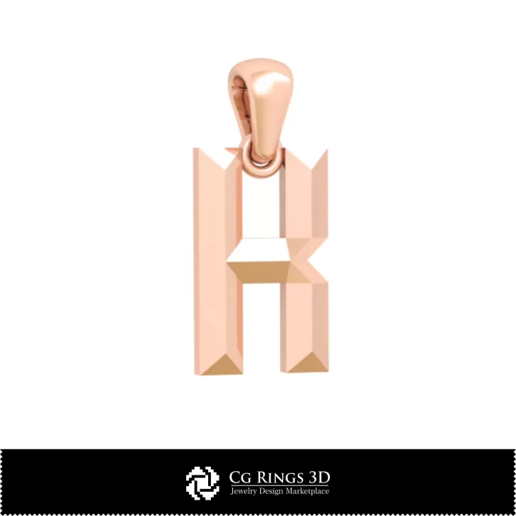 带字母K的3D CAD吊坠 带字母K的3D CAD吊坠