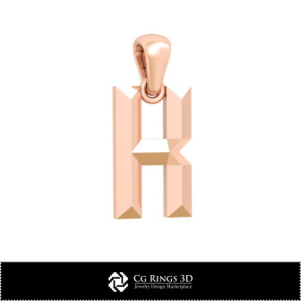 3D CAD Pendant With Letter K Home,  Jewelry 3D CAD, Pendants 3D CAD , 3D Letter Pendants