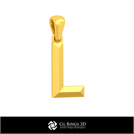 3D CAD Pendant With Letter L Home, Bijoux 3D CAO, Pendentifs 3D CAO, Pendentifs Lettre 3D