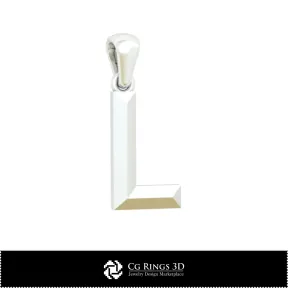 带字母 L 的 3D CAD 吊坠